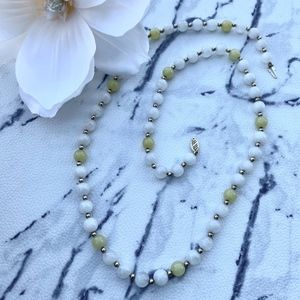 White Yellow & Gold Beaded Necklace